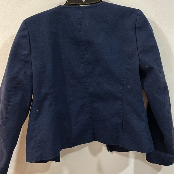 Jcrew Factory Backetweave moto jacket in navy size 4 - Picture 5 of 6